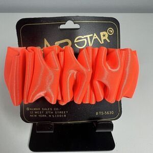 Vintage Top Star Fluorescent Orange 3” Bow Clip 1989 Retro 80's NOS